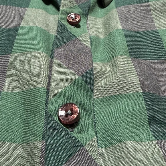 Jared Lang Mens Shirt Medium Green Black Check Long Sleeve Slim Fit Button Up - Picture 2 of 10
